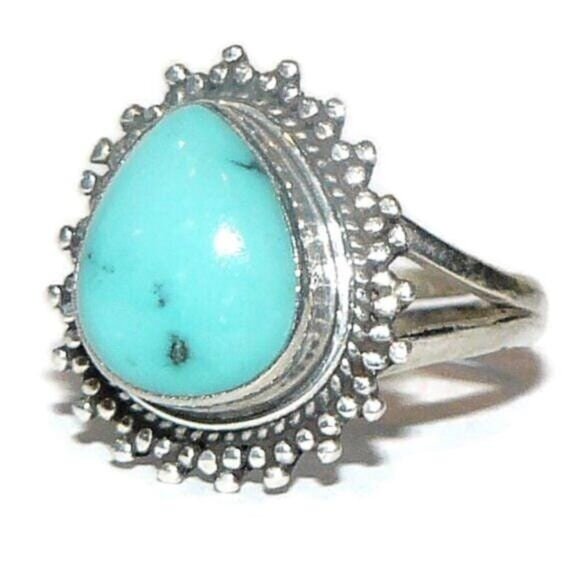 Genuine Turquoise and Sterling Silver Ring Adjustable‎ - Picture 2 of 8